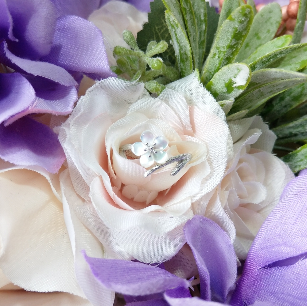 💎NEW💎S925 CHERRY BLOSSOM PEARL RING - Picture 3 of 9